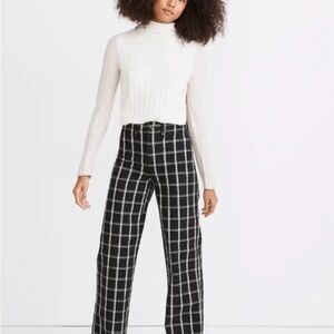 Madewell Black and White Checkered Windowpane Emmett Wide Leg Pants